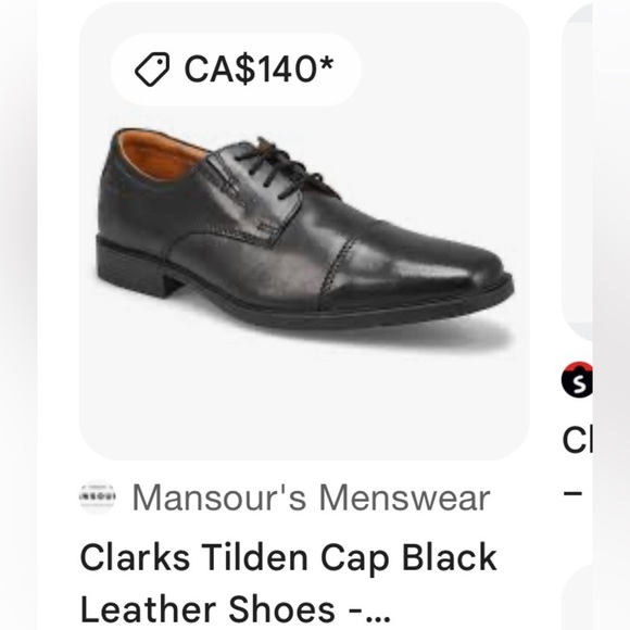 Clark’s men shoe,Tilden Cap toe,Oxford,black leather,classy,event,office 7.5 “ W - Picture 2 of 15